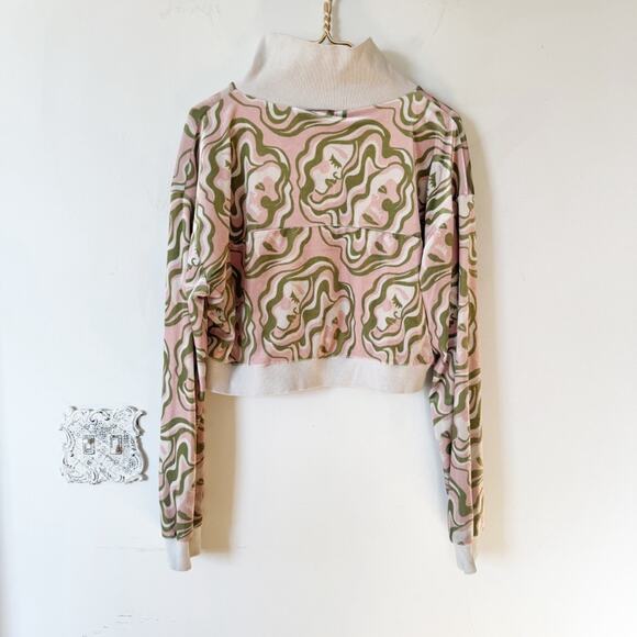 Dazey La Reflect Woman Figure Velour Half Zip Cropped Track Top L - Picture 7 of 11